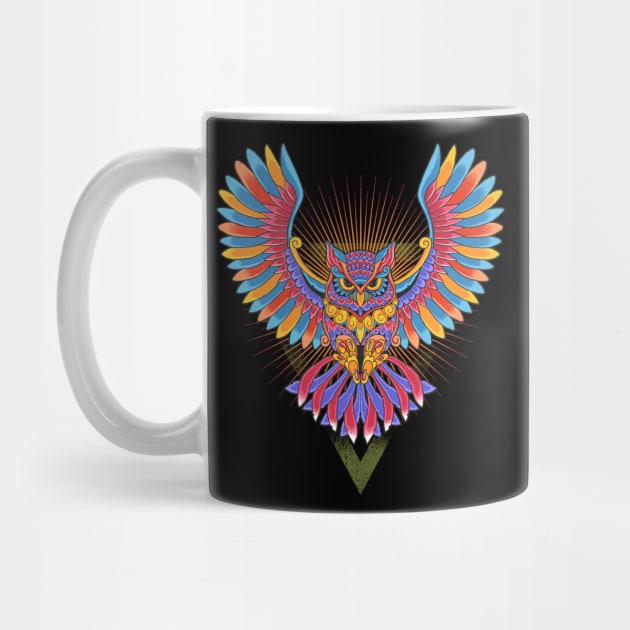 Owl colorful ornament by Mako Design 